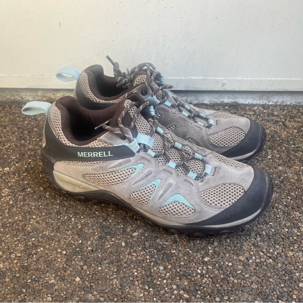 Merrell Women's Yokota 2 Air Cushion Hiking Trail Shoes J78636 Brown Blue Sz 10